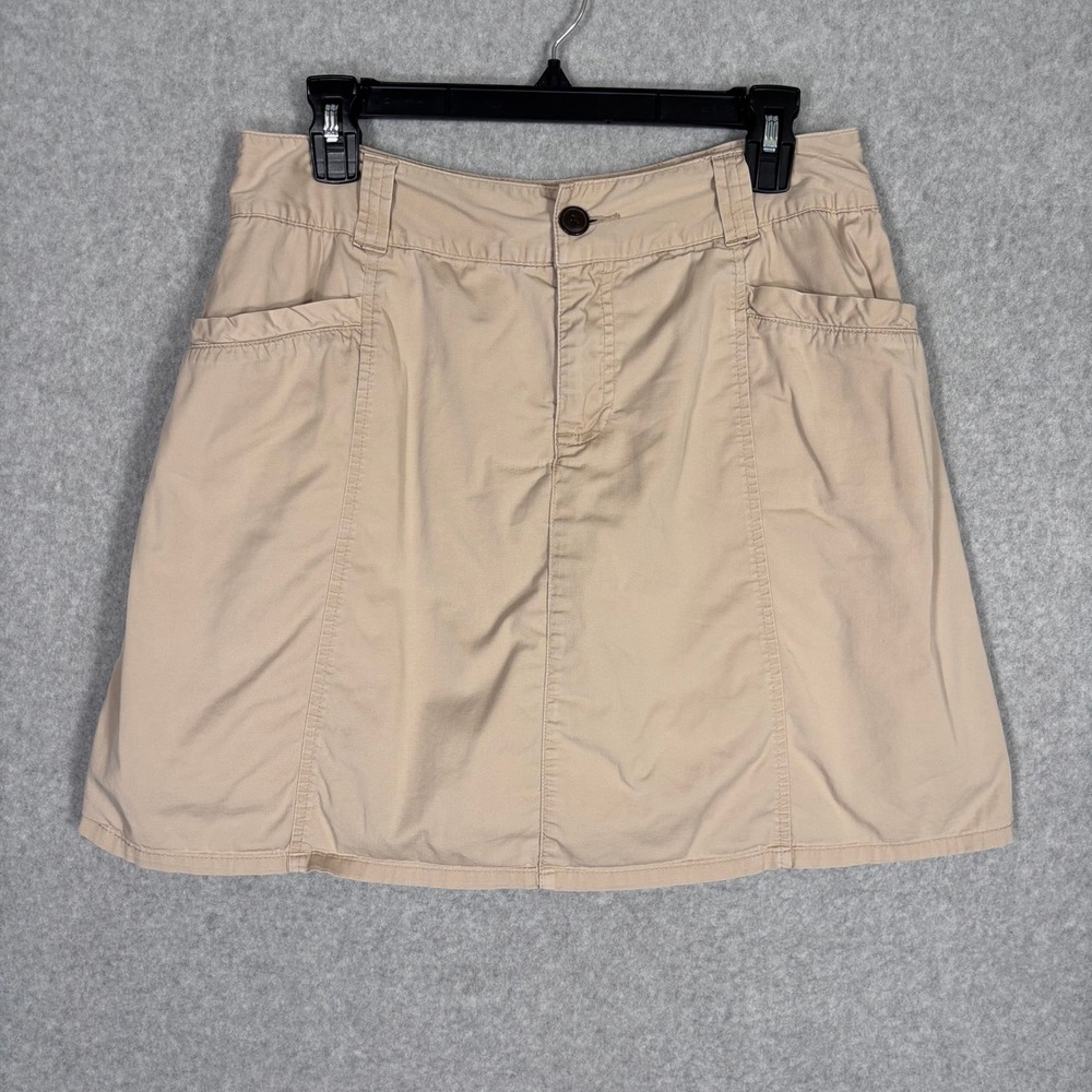 Vintage Y2K Utility Mini Skirt Skort 6 Tan Pockets Stretch Cotton GORP READ